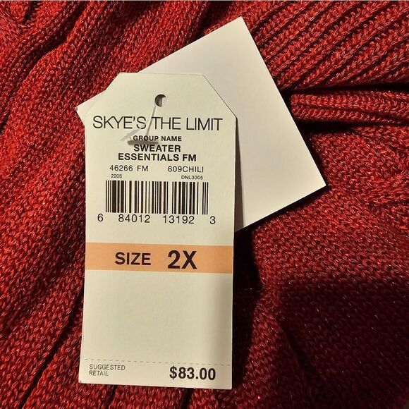 Skye's The Limit long sleeve sweater Women's 2X chili/crimson red NWT - Picture 6 of 8